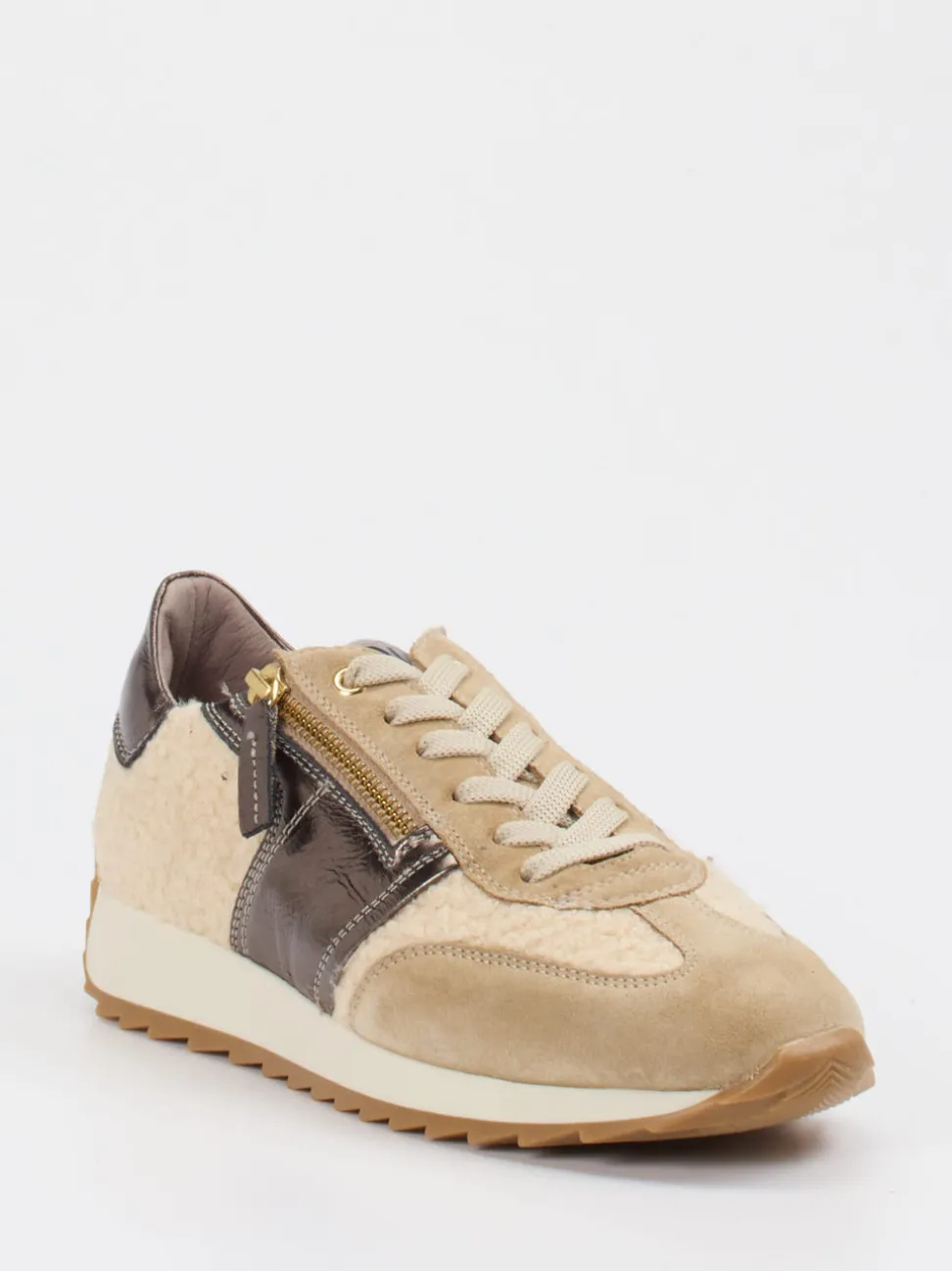 DL Sport – Sneaker aus Velour/Textil beige