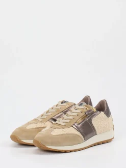 DL Sport – Sneaker aus Velour/Textil beige