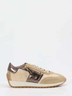 DL Sport – Sneaker aus Velour/Textil beige