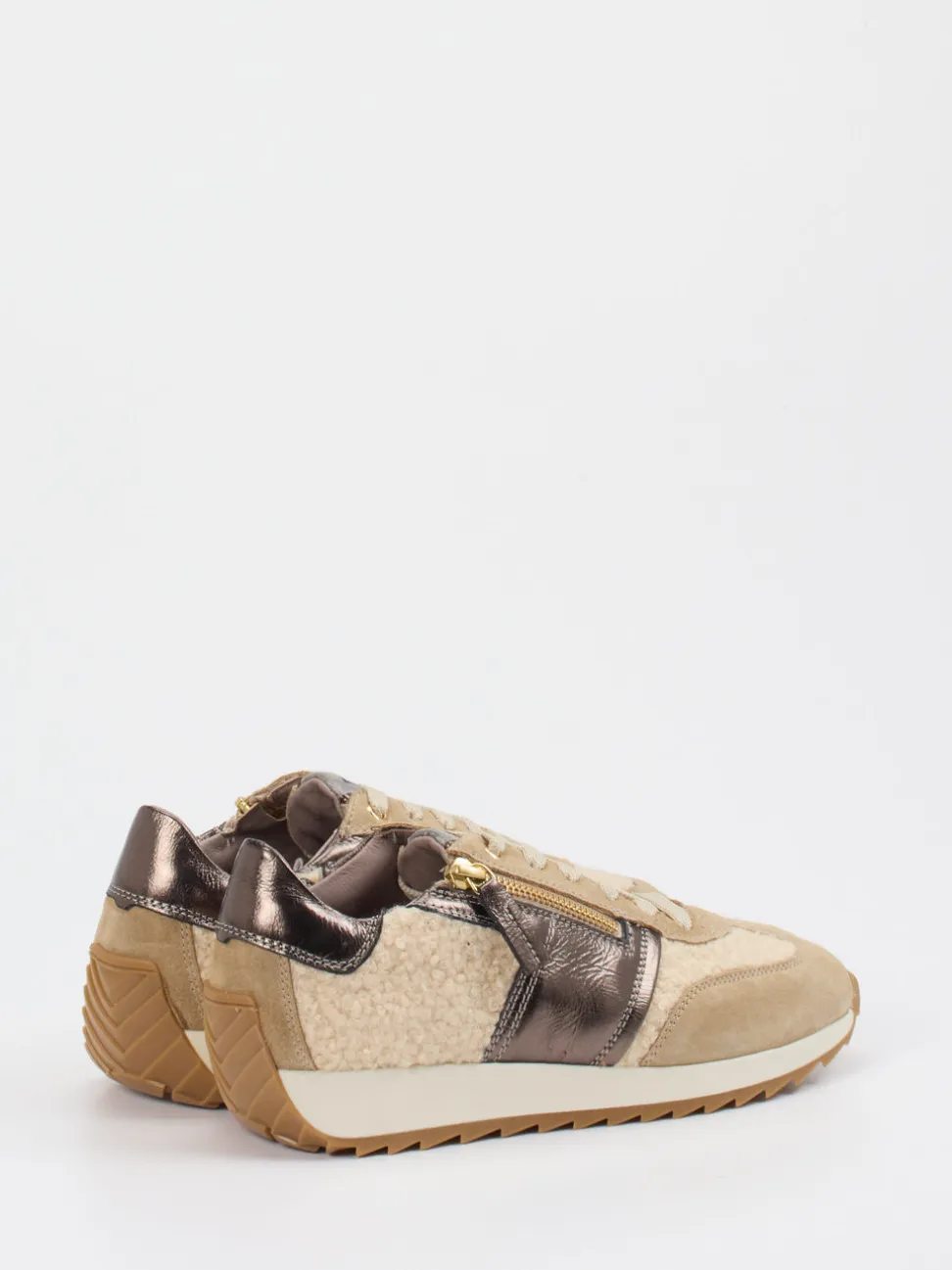 DL Sport – Sneaker aus Velour/Textil beige