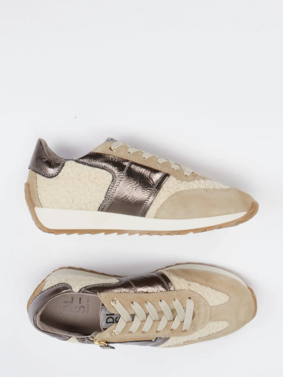 DL Sport – Sneaker aus Velour/Textil beige