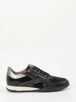 DL Sport – Sneaker aus Velourleder und Glattleder schwarz