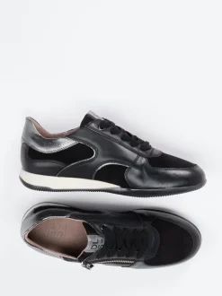 DL Sport – Sneaker aus Velourleder und Glattleder schwarz