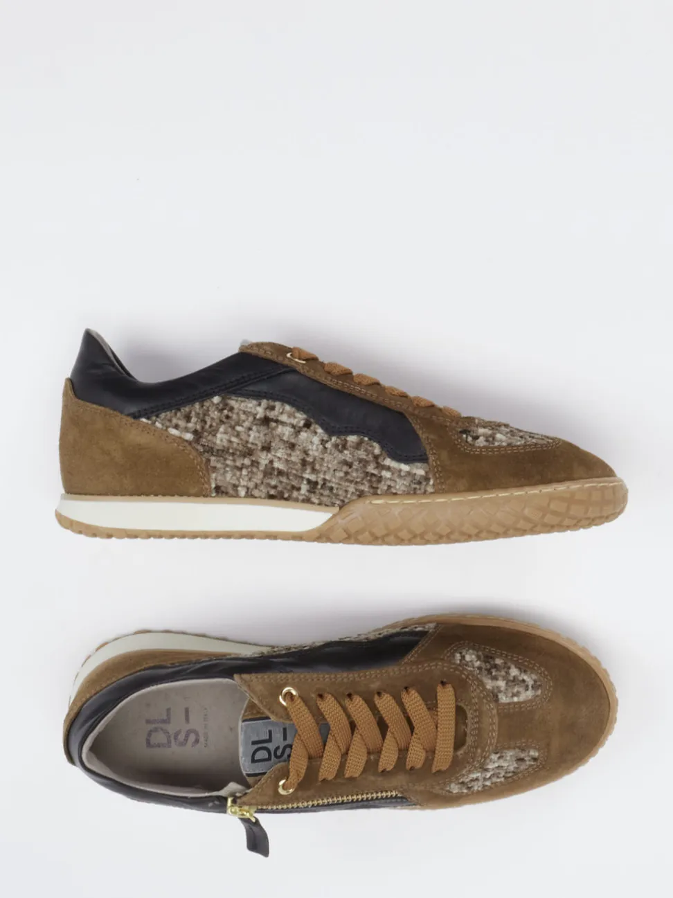 DL Sport – Sneaker aus Veloursleder und Bouclé-Textil