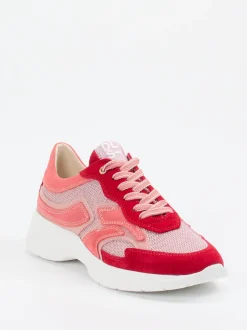 DL Sport – Sneaker aus Veloursleder und Mesh Koralle