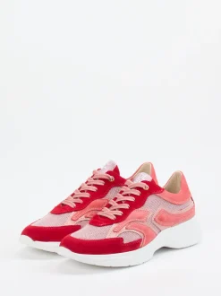 DL Sport – Sneaker aus Veloursleder und Mesh Koralle