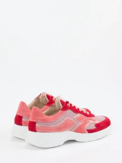 DL Sport – Sneaker aus Veloursleder und Mesh Koralle