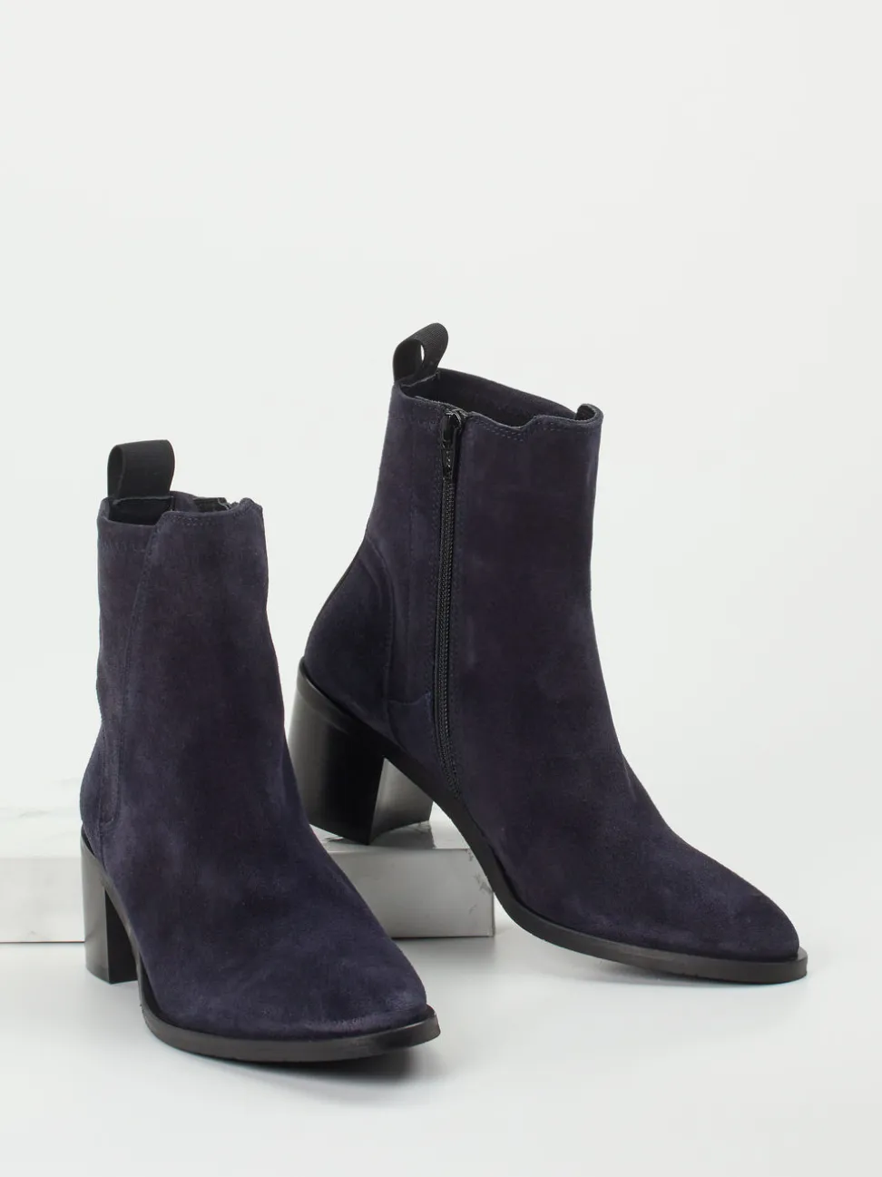 Donna Carolina – Ankle Boots aus Veloursleder Dunkelblau