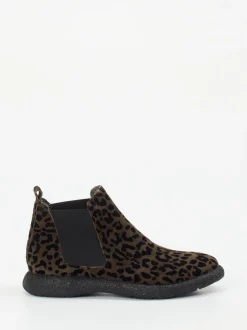 Donna Carolina – Chelsea Boots aus Veloursleder Leoprint