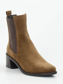 Donna Carolina – Chelsea-Stiefelette aus Veloursleder Braun