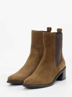Donna Carolina – Chelsea-Stiefelette aus Veloursleder Braun