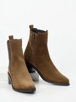 Donna Carolina – Chelsea-Stiefelette aus Veloursleder Braun