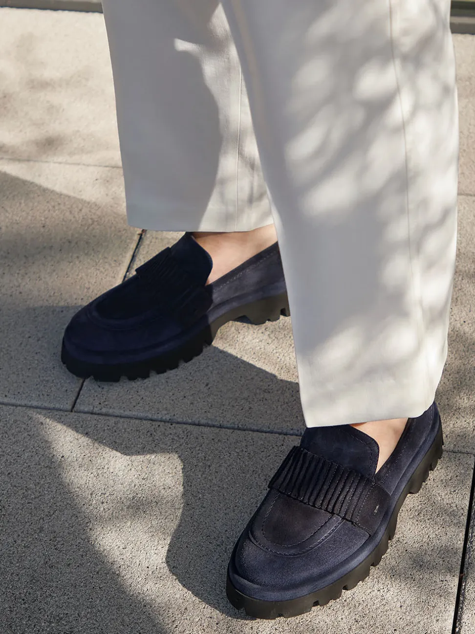 Donna Carolina – Chunky Loafer aus Veloursleder Dunkelblau