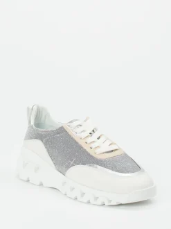 Donna Carolina – Chunky Sneaker aus Glitzertextil silber