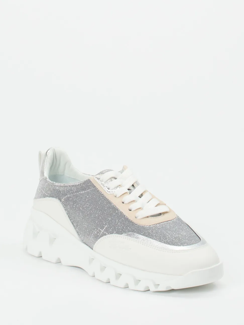 Donna Carolina – Chunky Sneaker aus Glitzertextil silber