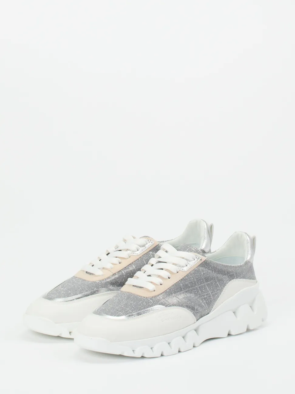 Donna Carolina – Chunky Sneaker aus Glitzertextil silber