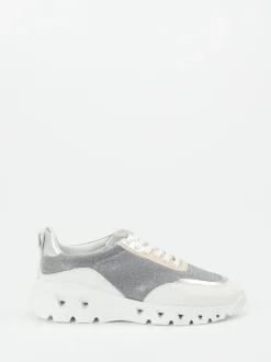 Donna Carolina – Chunky Sneaker aus Glitzertextil silber