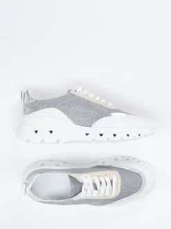 Donna Carolina – Chunky Sneaker aus Glitzertextil silber