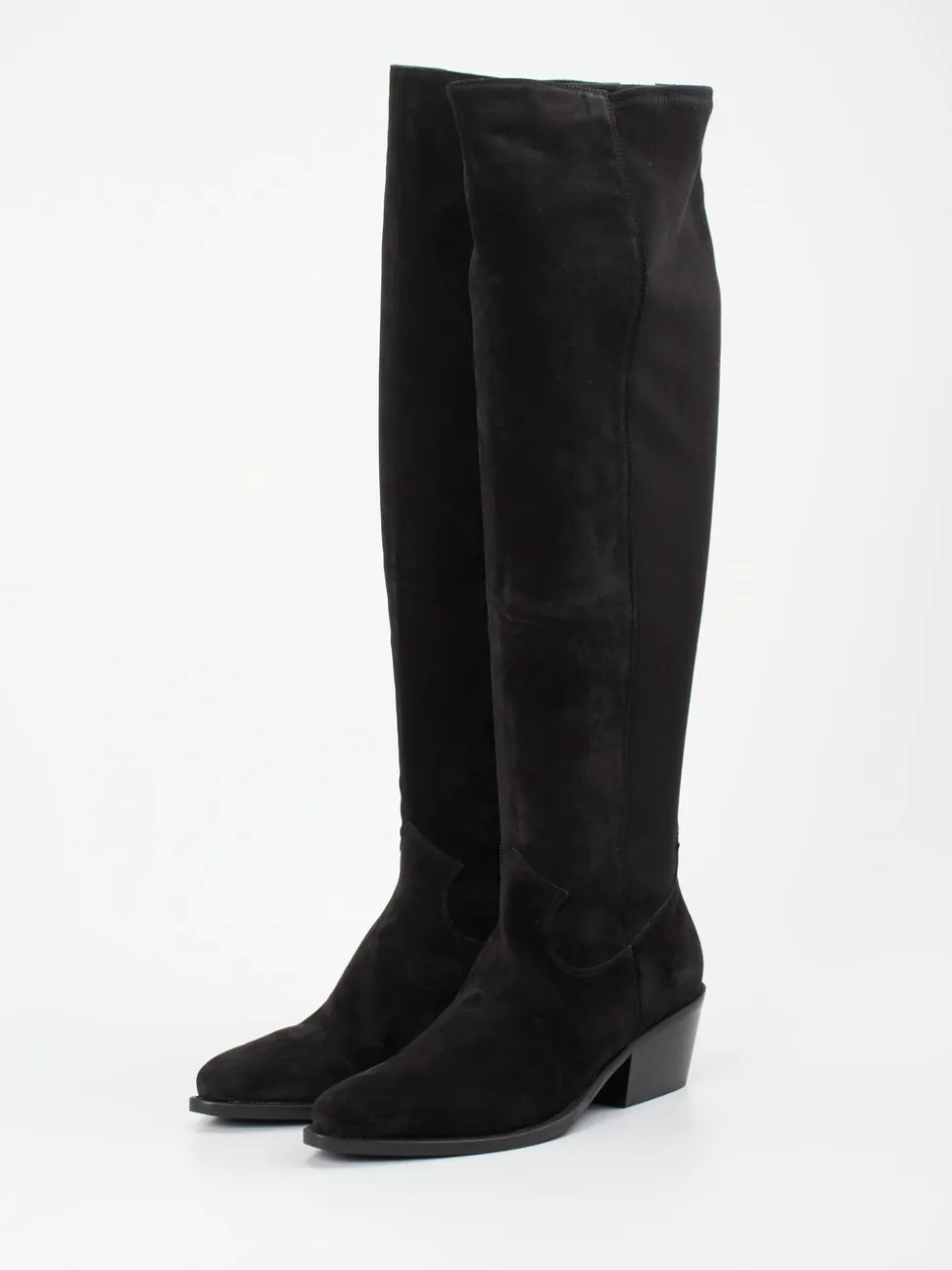 Donna Carolina – Kniehohe Stiefel aus Veloursleder Schwarz