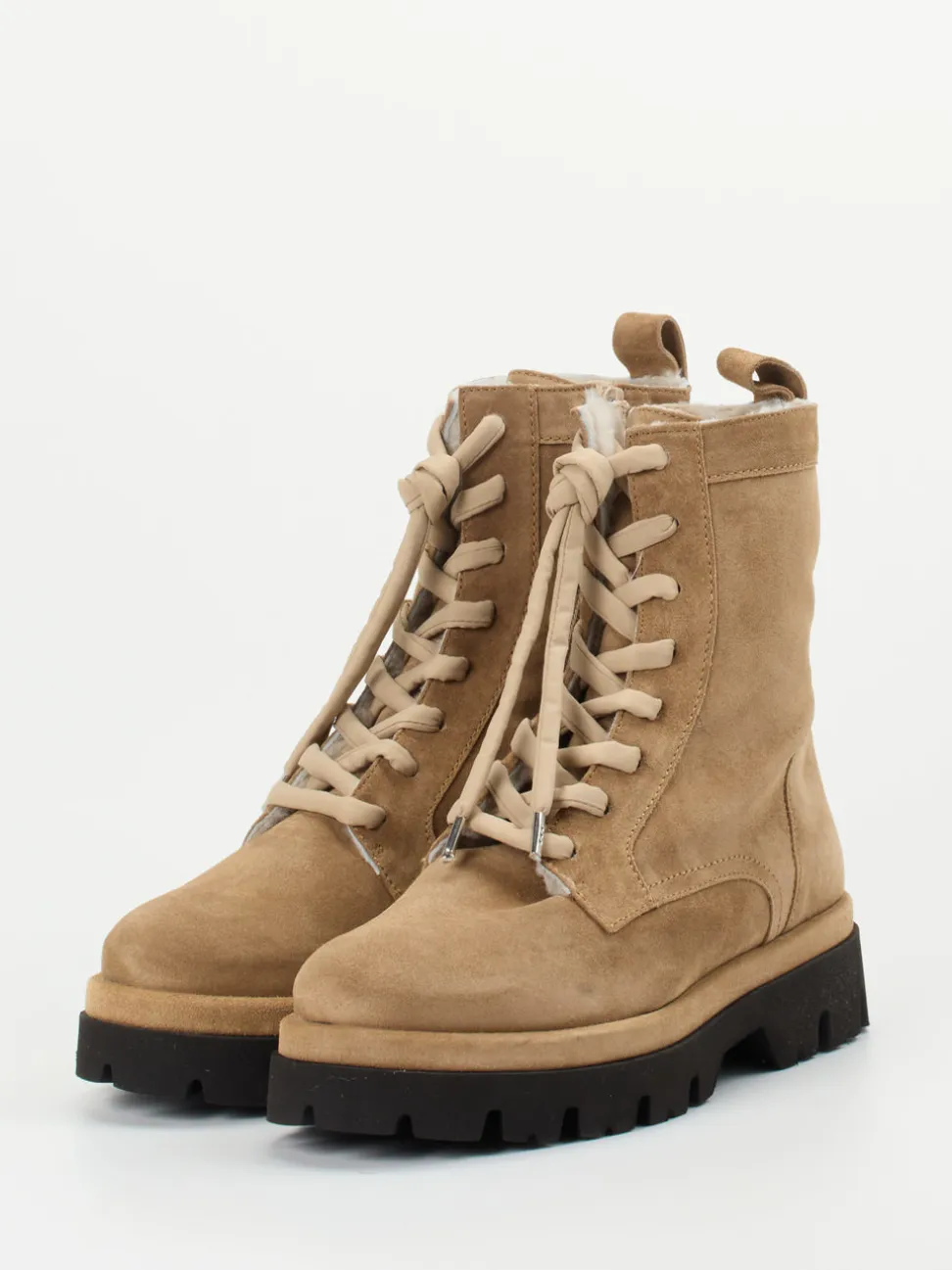 Donna Carolina – Schnürboots aus Veloursleder in Beige
