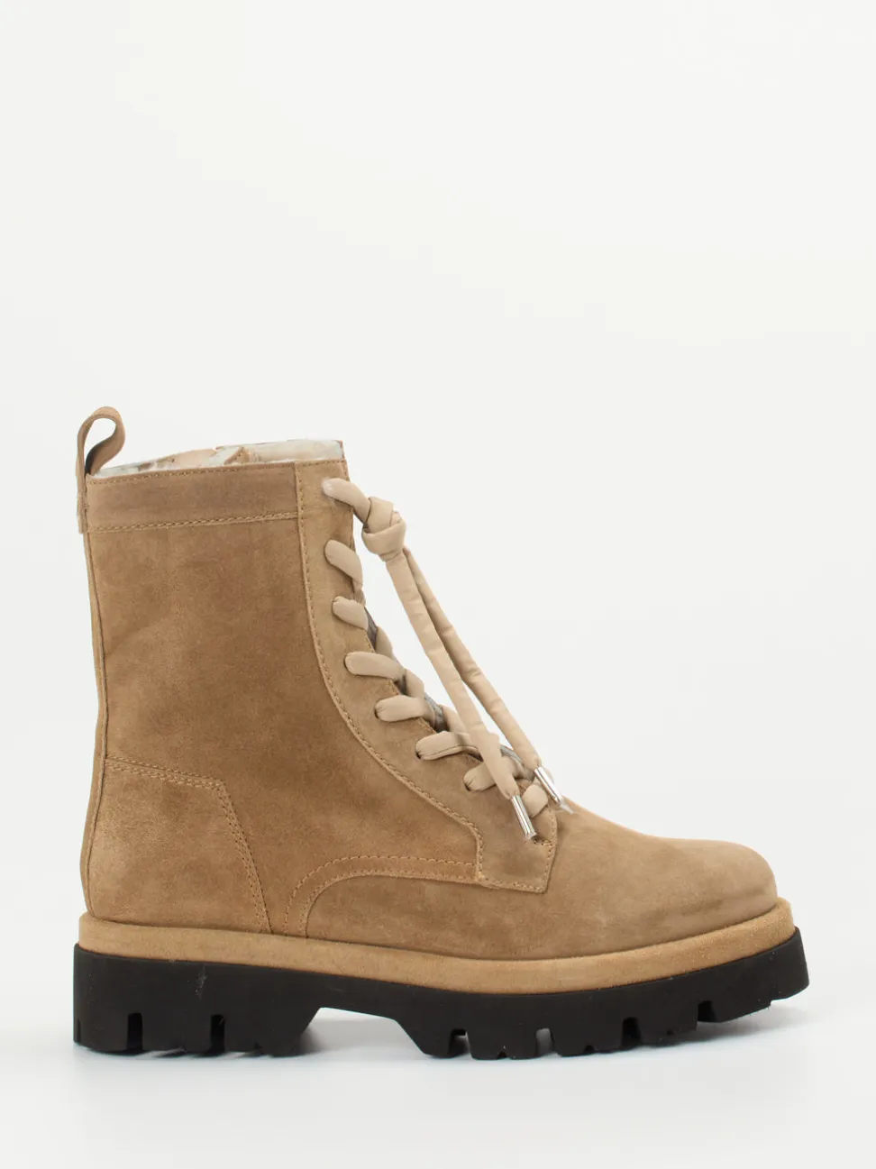 Donna Carolina – Schnürboots aus Veloursleder in Beige