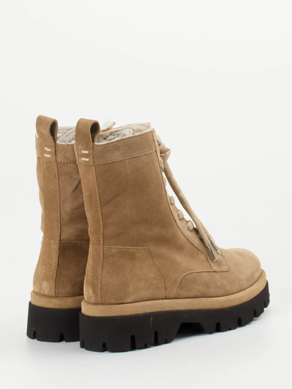 Donna Carolina – Schnürboots aus Veloursleder in Beige
