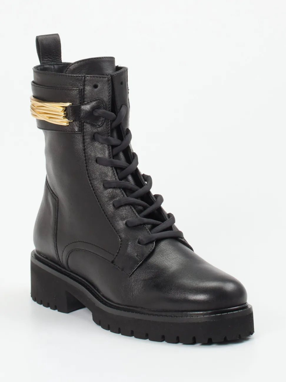 Donna Carolina – Schnürboots aus Kalbleder Schwarz