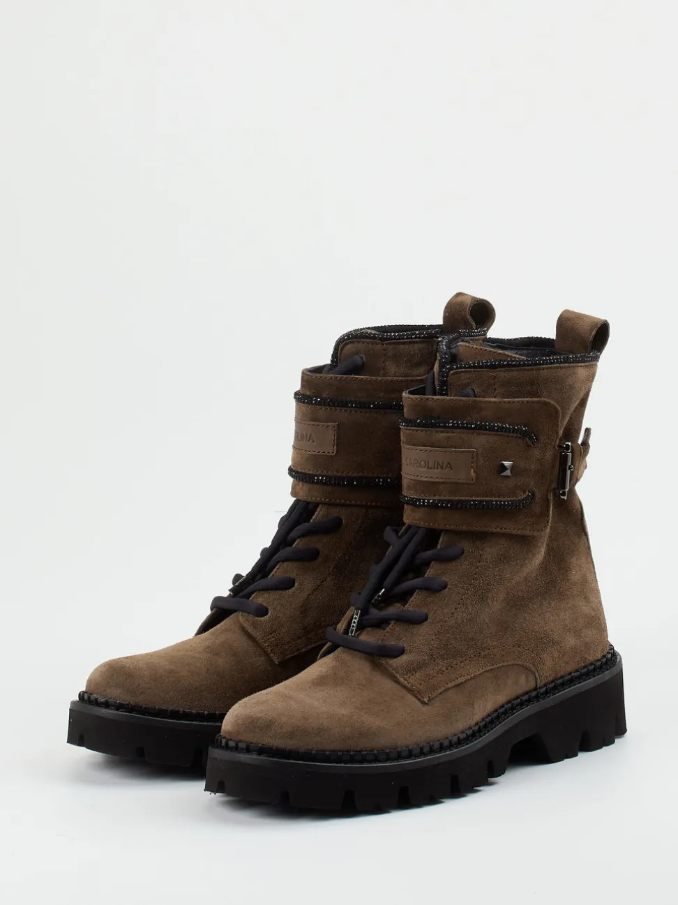 Donna Carolina – Schnürboots aus Veloursleder Braun