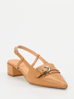 Donna Carolina – Slingback-Pumps aus Kalbleder cognacfarben