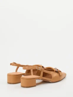 Donna Carolina – Slingback-Pumps aus Kalbleder cognacfarben