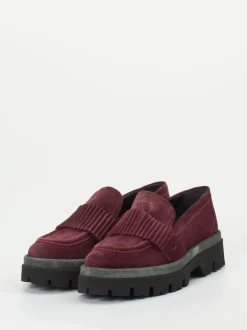 Donna Carolina – Slipper aus Veloursleder Bordeauxrot