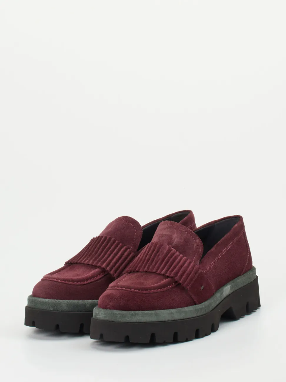 Donna Carolina – Slipper aus Veloursleder Bordeauxrot