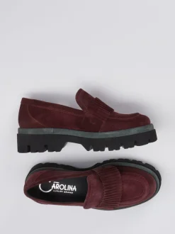 Donna Carolina – Slipper aus Veloursleder Bordeauxrot