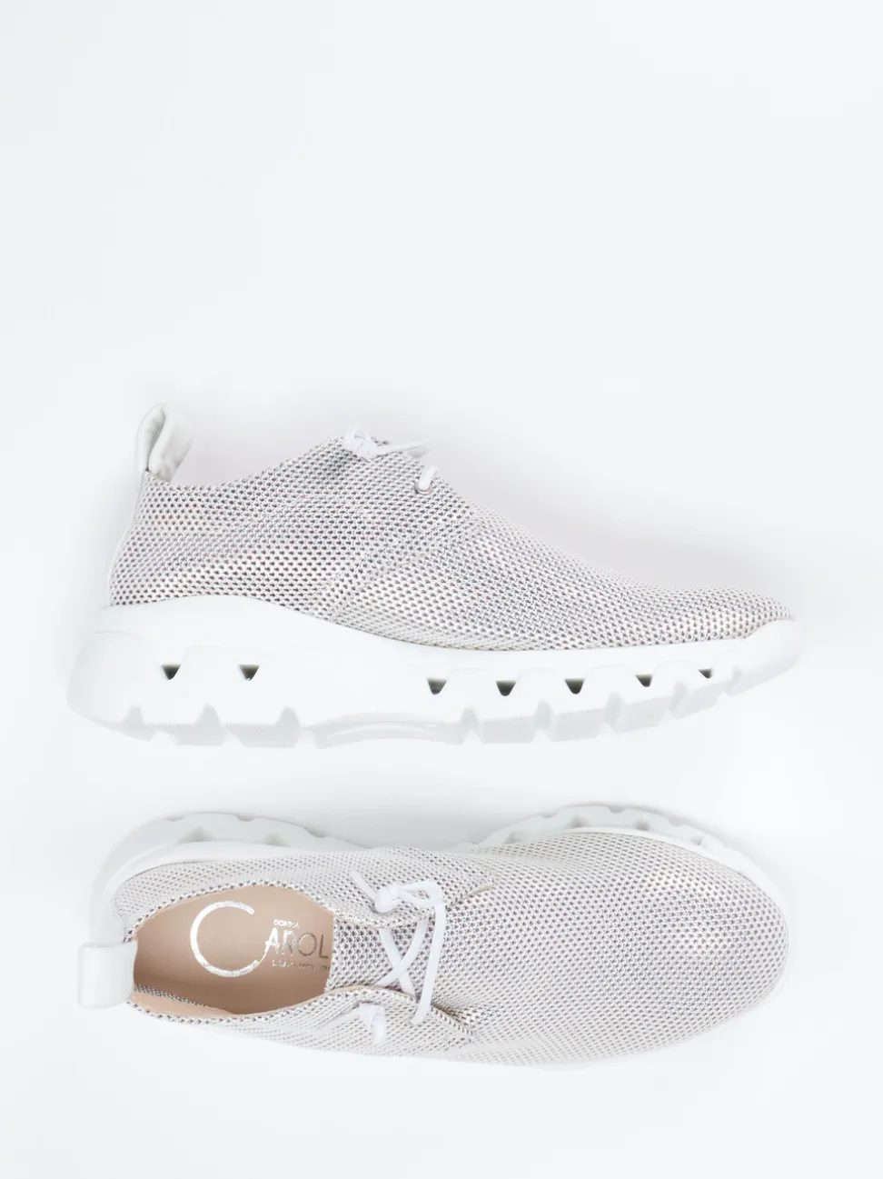 Donna Carolina – Sneaker aus Kalbleder und Mesh Beige