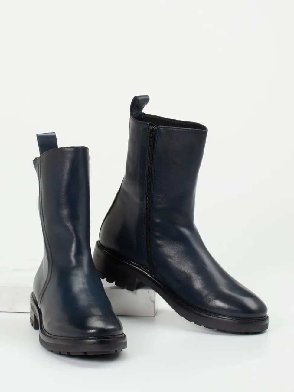 Donna Carolina – Stiefeletten aus Kalbleder Tintenblau