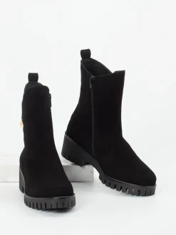 Donna Carolina – Stiefelette aus Veloursleder schwarz