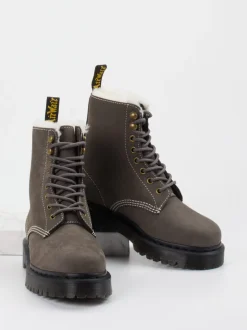 Dr. Martens – Schnürboots aus Kalbleder in Grau