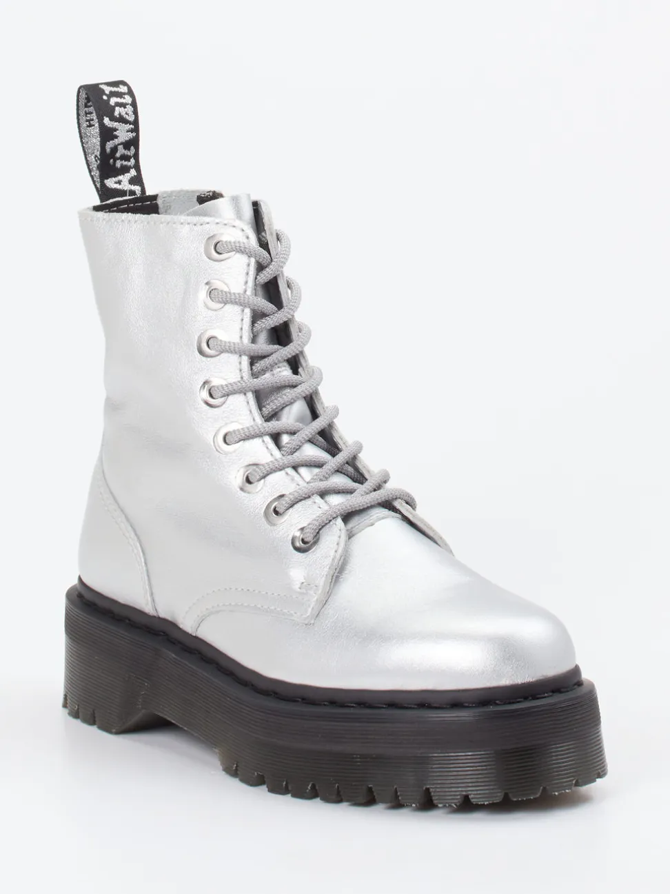 Dr. Martens – Schnürboots aus Metallicleder Silber