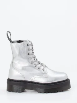 Dr. Martens – Schnürboots aus Metallicleder Silber