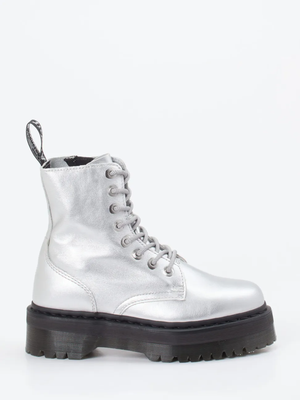 Dr. Martens – Schnürboots aus Metallicleder Silber