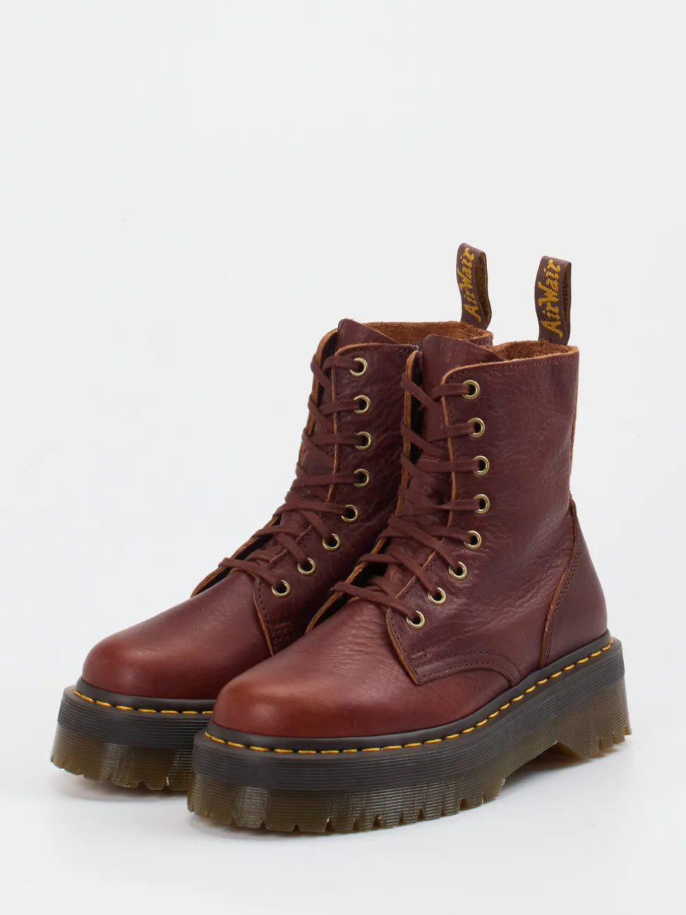 Dr. Martens – Schnürboots aus Fettleder Bordeaux
