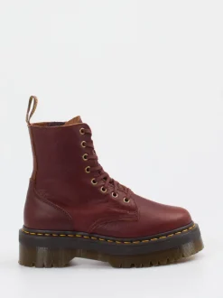 Dr. Martens – Schnürboots aus Fettleder Bordeaux