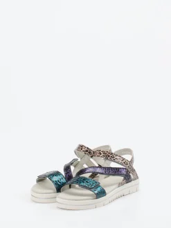 Däumling – Klettsandalen aus geprägtem Leder Metallic