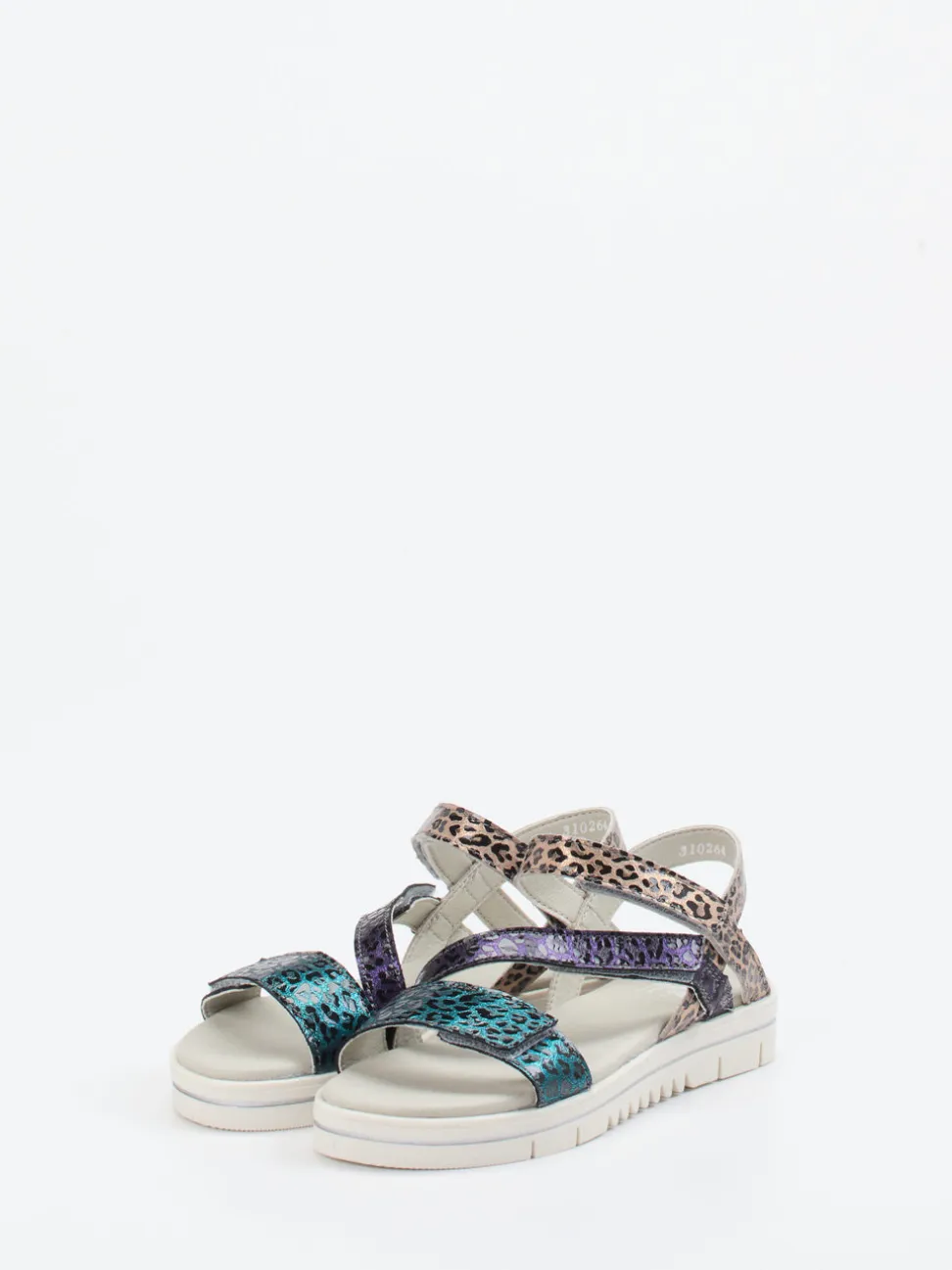 Däumling – Klettsandalen aus geprägtem Leder Metallic