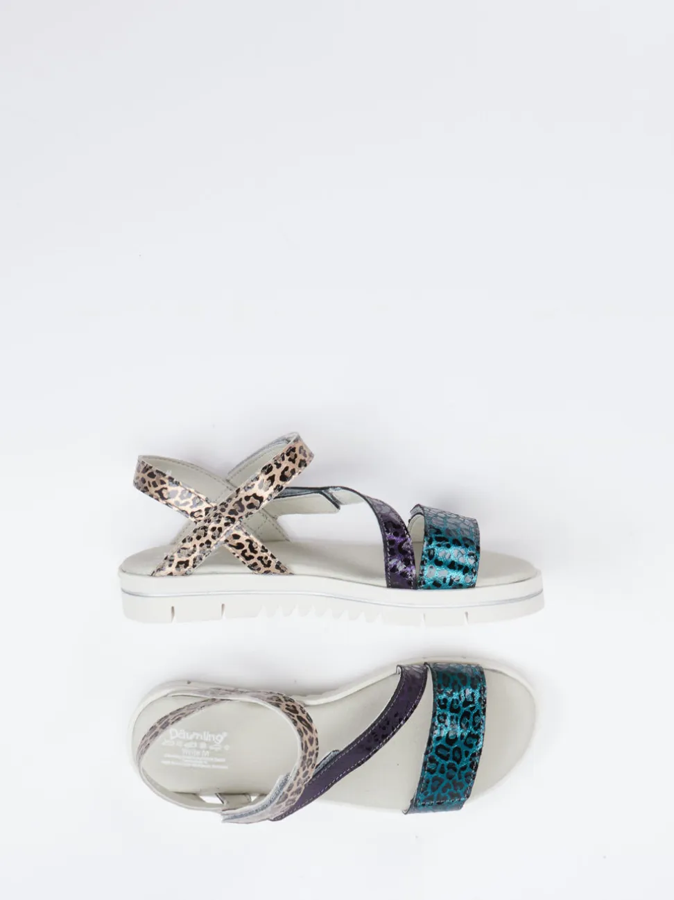 Däumling – Klettsandalen aus geprägtem Leder Metallic
