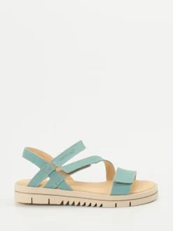 Däumling – Klettsandalen aus Kalbleder in Aquagrün