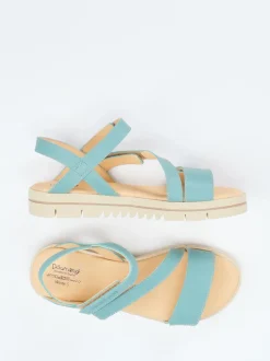 Däumling – Klettsandalen aus Kalbleder in Aquagrün