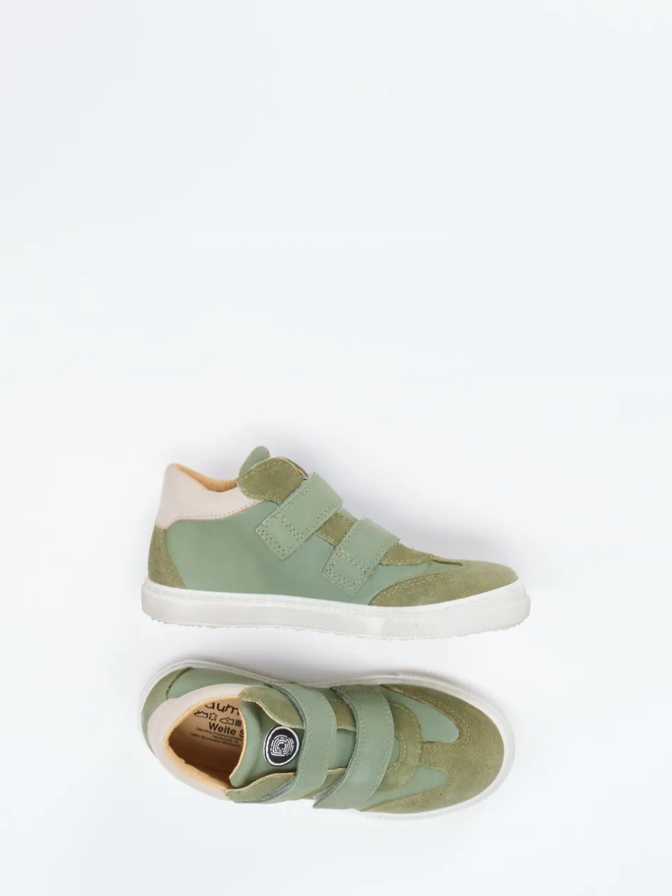 Däumling – Klett-Sneaker aus Kalbleder salbeigrün