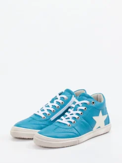 Däumling – Mid-Top Sneaker aus Kalbleder türkisblau