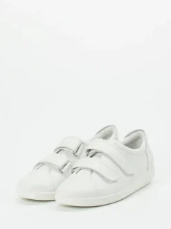 Ecco – Klettverschluss-Sneaker aus Kalbleder Offwhite